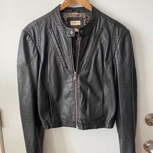 June Women's Black Leather Cropped Jacket Sz. L